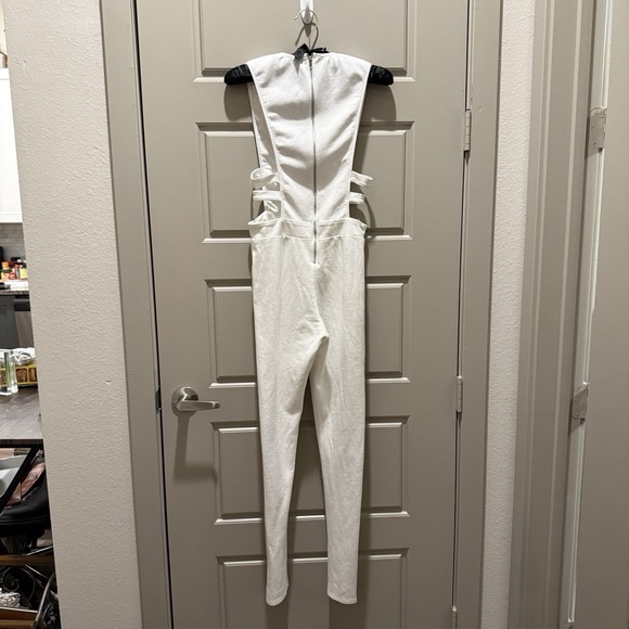 Fashion Nova White Strappy Cut-Out Jumpsuit – Size Small - Picture 3 of 7